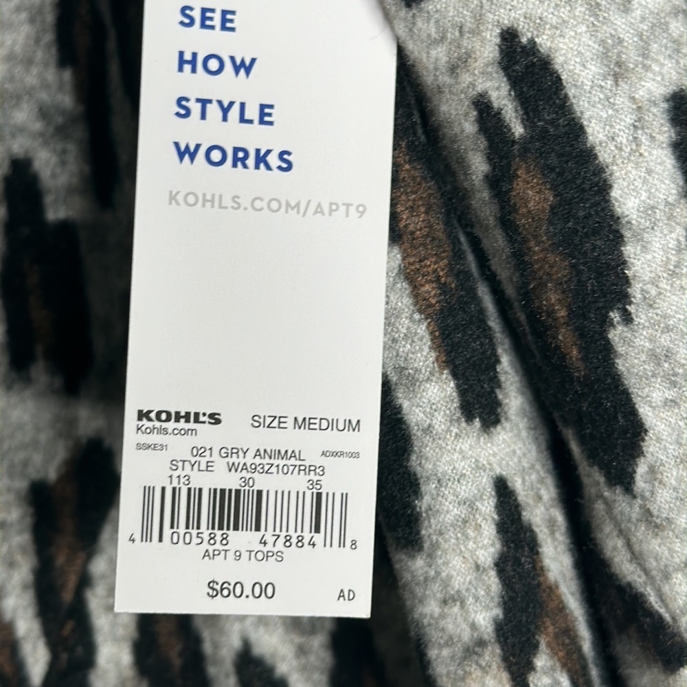 Apt.9 Gray Brown Leopard Print Blazer Size Medium - image 4